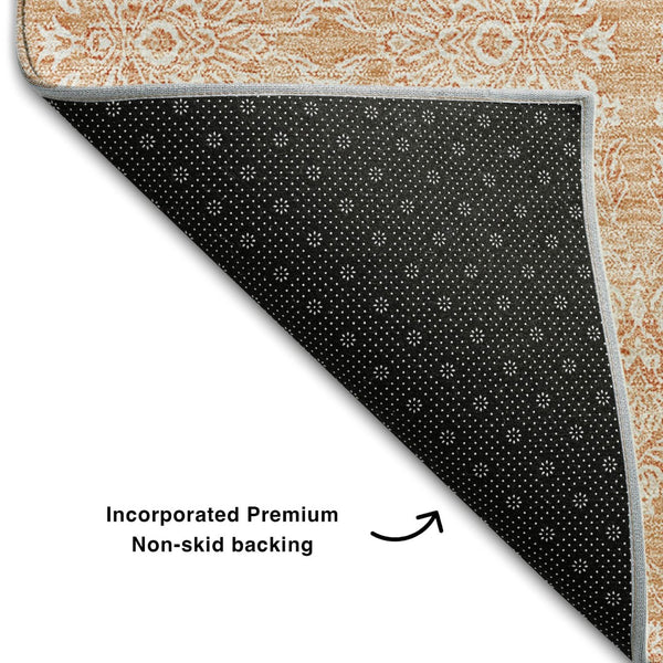 HomeRoots 9' X 12' Elegant Peach & Ivory Floral Area Rug – Durable, Stain-Resistant, UV Protected Design! 656914