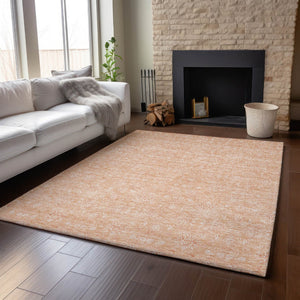 HomeRoots 9' X 12' Elegant Peach & Ivory Floral Area Rug – Durable, Stain-Resistant, UV Protected Design! 656914