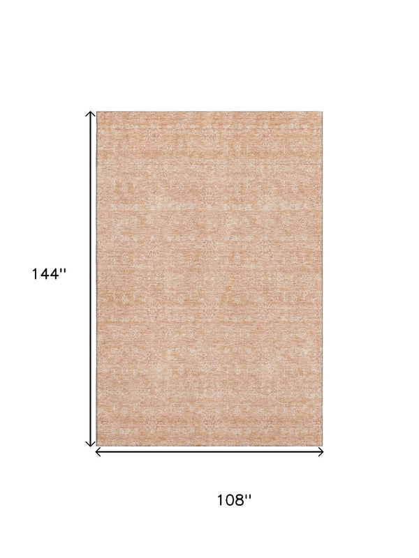 HomeRoots 9' X 12' Elegant Peach & Ivory Floral Area Rug – Durable, Stain-Resistant, UV Protected Design! 656914