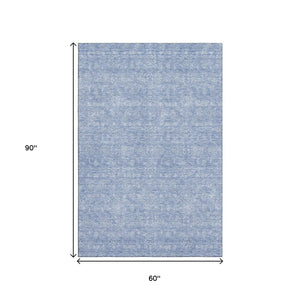 HomeRoots 5' X 8' Sky Blue Floral Area Rug – Durable, Washable, UV Protected, Ideal for High Traffic Homes 656917