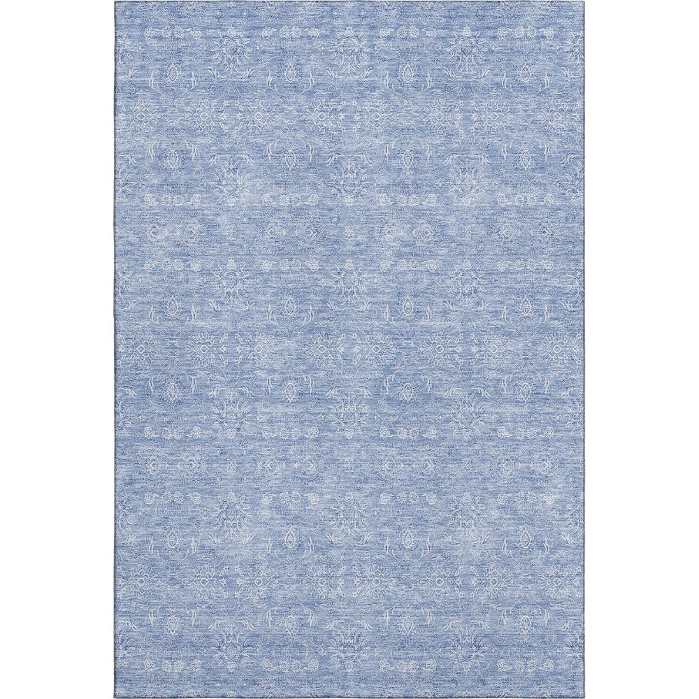 HomeRoots 5' X 8' Sky Blue Floral Area Rug – Durable, Washable, UV Protected, Ideal for High Traffic Homes 656917