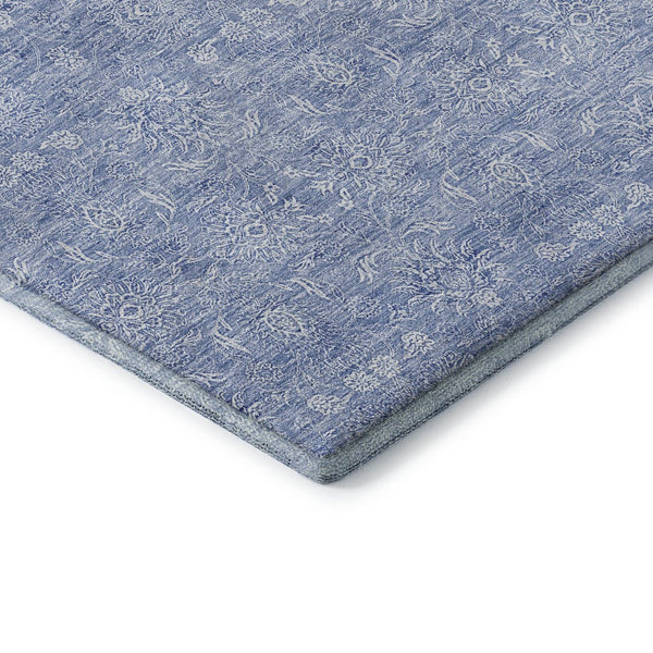 HomeRoots 8' Sky Blue Floral Round Rug - Washable, UV Resistant, Durable Design for High-Traffic Areas & Homes 656918