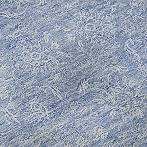HomeRoots 8' Sky Blue Floral Round Rug - Washable, UV Resistant, Durable Design for High-Traffic Areas & Homes 656918