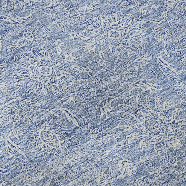 HomeRoots 8' Sky Blue Floral Round Rug - Washable, UV Resistant, Durable Design for High-Traffic Areas & Homes 656918