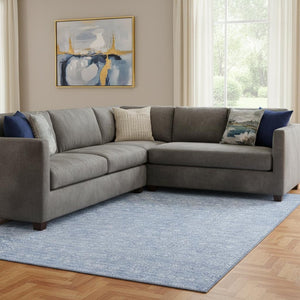 HomeRoots 9' X 12' Sky Blue Floral Area Rug - Washable, UV Protected, Durable Design for Homes & Patios 656920