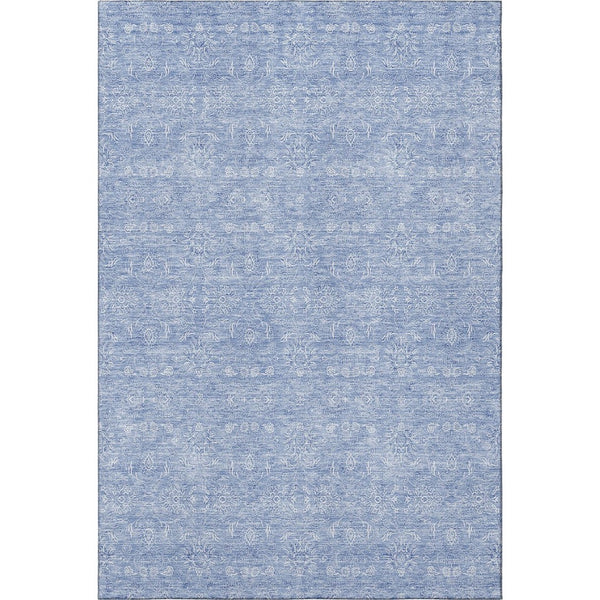 HomeRoots 9' X 12' Sky Blue Floral Area Rug - Washable, UV Protected, Durable Design for Homes & Patios 656920
