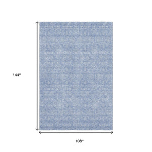 HomeRoots 9' X 12' Sky Blue Floral Area Rug - Washable, UV Protected, Durable Design for Homes & Patios 656920