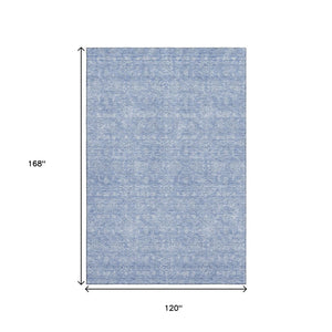 HomeRoots 10' Sky Blue & Ivory Floral Area Rug - Washable, Stain Resistant with UV Protection for Your Home! 656921