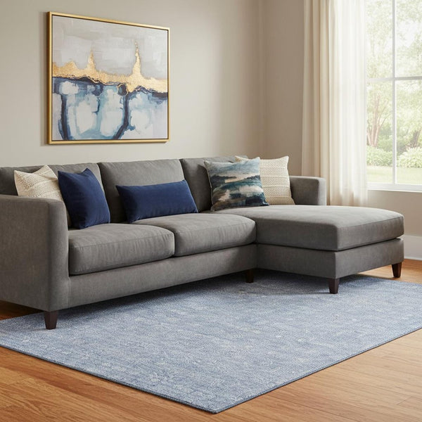 HomeRoots 10' Sky Blue & Ivory Floral Area Rug - Washable, Stain Resistant with UV Protection for Your Home! 656921