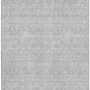 HomeRoots 5' X 8' Elegant Silver and Gray Floral Area Rug - Washable, UV-Protected, Durable for High-Traffic Areas 656923