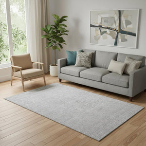 HomeRoots 5' X 8' Elegant Silver and Gray Floral Area Rug - Washable, UV-Protected, Durable for High-Traffic Areas 656923