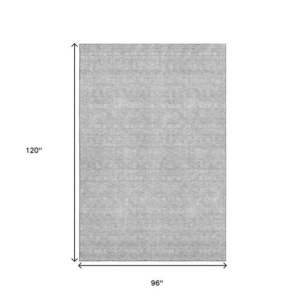 HomeRoots 8' X 10' Elegant Silver and Gray Floral Area Rug - Washable, UV Protected, Stain Resistant Design! 656925
