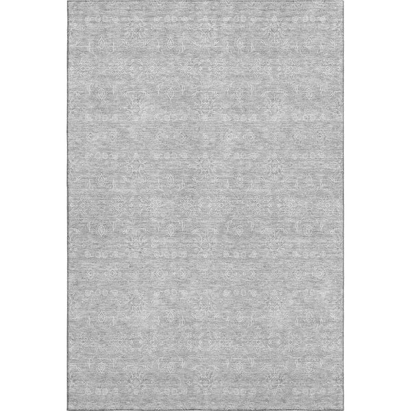 HomeRoots 8' X 10' Elegant Silver and Gray Floral Area Rug - Washable, UV Protected, Stain Resistant Design! 656925