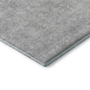 HomeRoots 8' X 10' Elegant Silver and Gray Floral Area Rug - Washable, UV Protected, Stain Resistant Design! 656925