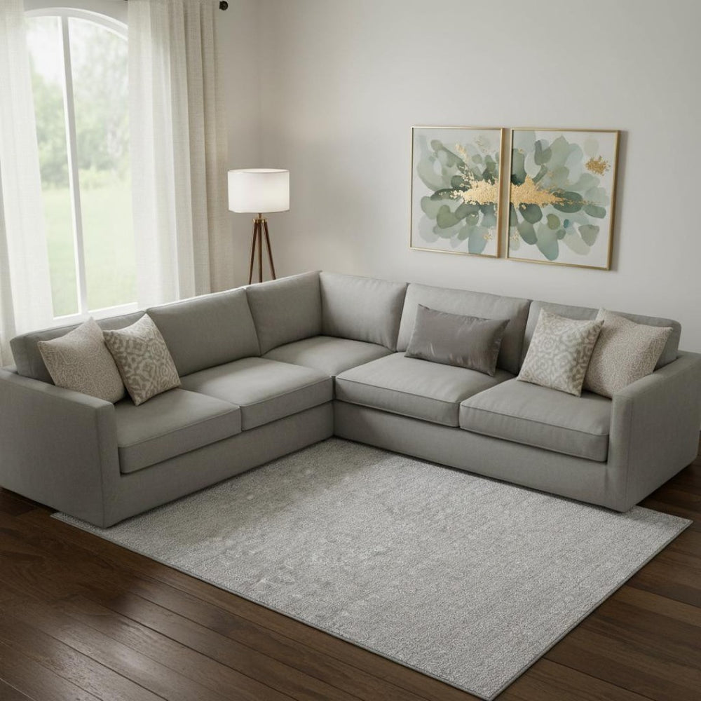 HomeRoots 8' X 10' Elegant Silver and Gray Floral Area Rug - Washable, UV Protected, Stain Resistant Design! 656925