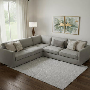 HomeRoots 8' X 10' Elegant Silver and Gray Floral Area Rug - Washable, UV Protected, Stain Resistant Design! 656925