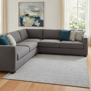 HomeRoots 9' X 12' Silver and Gray Floral Area Rug – Washable, UV-Protected, Ideal for Family Spaces & Pets 656926