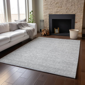 HomeRoots 9' X 12' Silver and Gray Floral Area Rug – Washable, UV-Protected, Ideal for Family Spaces & Pets 656926