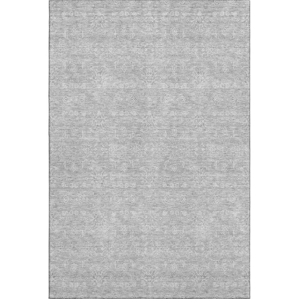 HomeRoots 10' Silver and Gray Floral Washable Area Rug - Durable, UV Protected, Ideal for Active Homes! 656927