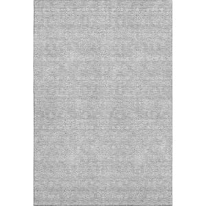 HomeRoots 10' Silver and Gray Floral Washable Area Rug - Durable, UV Protected, Ideal for Active Homes! 656927