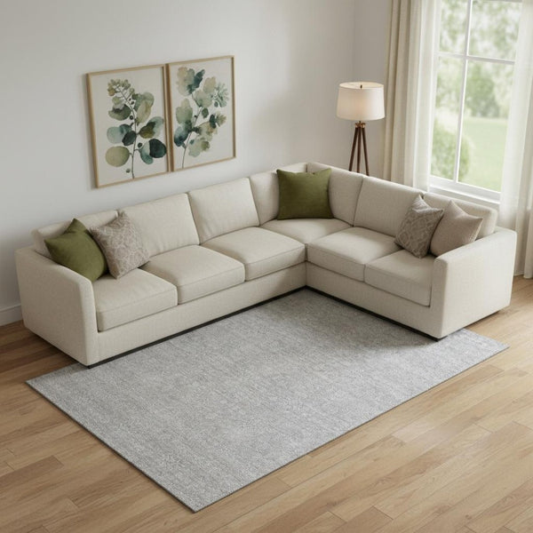 HomeRoots 10' Silver and Gray Floral Washable Area Rug - Durable, UV Protected, Ideal for Active Homes! 656927
