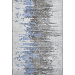HomeRoots 5' Blue-Gray & Ivory Abstract Washable Area Rug with UV Protection for High-Traffic Spaces 656929