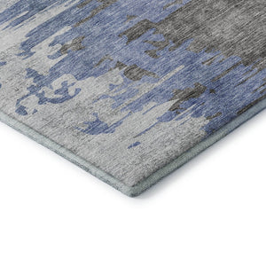 HomeRoots 8' X 10' Abstract Blue Gray and Ivory Area Rug - Durable, Washable, UV Protected for Modern Spaces 656931