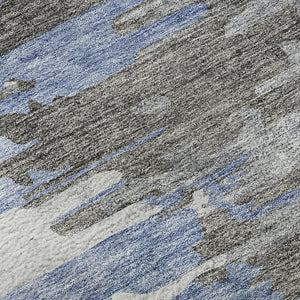 HomeRoots 8' X 10' Abstract Blue Gray and Ivory Area Rug - Durable, Washable, UV Protected for Modern Spaces 656931