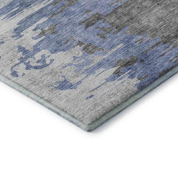 HomeRoots 10' Abstract Washable Area Rug in Blue Gray & Ivory - UV Protected, Soft, Durable & Stylish Design 656933