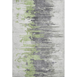 HomeRoots 5' X 8' Washable Area Rug - Green, Gray, Ivory Abstract Design with UV Protection for Modern Homes 656935