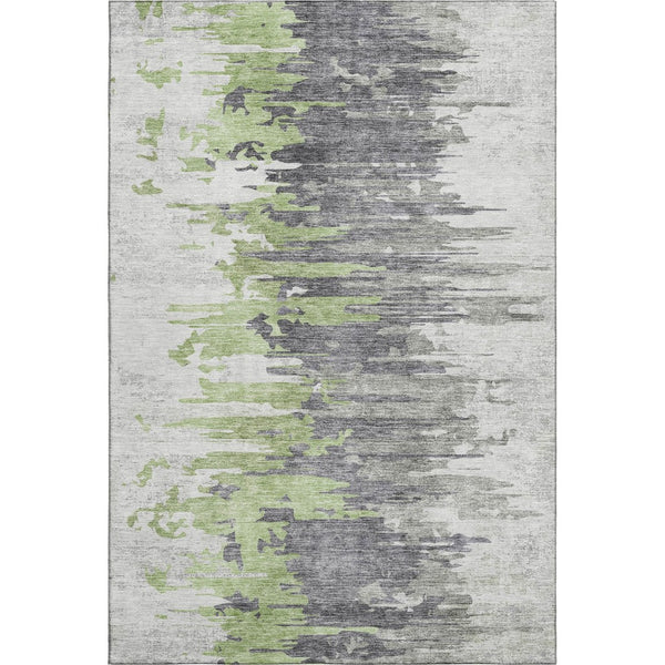 HomeRoots 5' X 8' Washable Area Rug - Green, Gray, Ivory Abstract Design with UV Protection for Modern Homes 656935