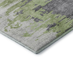 HomeRoots 5' X 8' Washable Area Rug - Green, Gray, Ivory Abstract Design with UV Protection for Modern Homes 656935