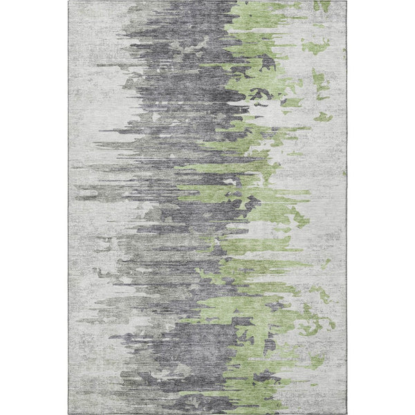 HomeRoots 10' Abstract Green, Gray & Ivory Washable Area Rug with UV Protection for High-Traffic Spaces 656939