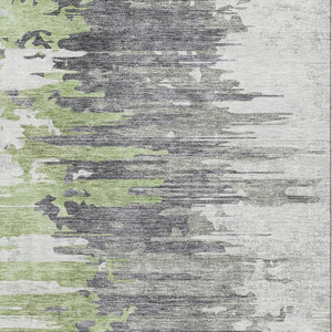 HomeRoots 10' Abstract Green, Gray & Ivory Washable Area Rug with UV Protection for High-Traffic Spaces 656939