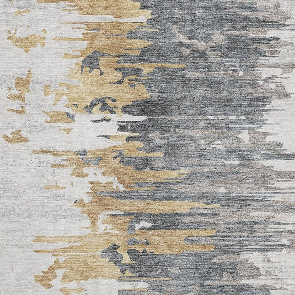 HomeRoots 5' X 8' Ivory Gold Gray Abstract Area Rug - Washable, UV Protected, Durable & Stylish for Any Room 656941