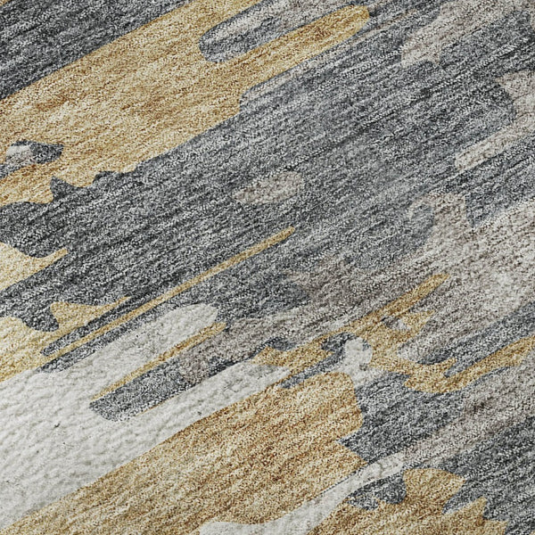 HomeRoots 10' X 14' Ivory Gold & Gray Abstract Area Rug - Washable, UV Protected, Durable for High-Traffic Spaces 656945