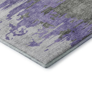 HomeRoots 5' X 8' Abstract Washable Area Rug in Purple, Gray & Ivory – UV Protected, Stain-Resistant, Durable Design 656947