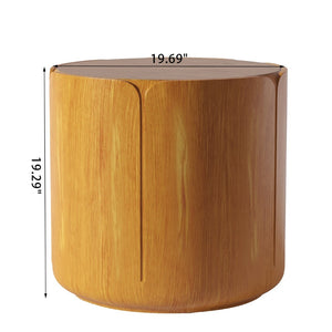 English Elm 19.29"h Round Mgo Outdoor Side Tables Set of 2 Tulip Base Wood Grain Patio Accent Natural W757S00052