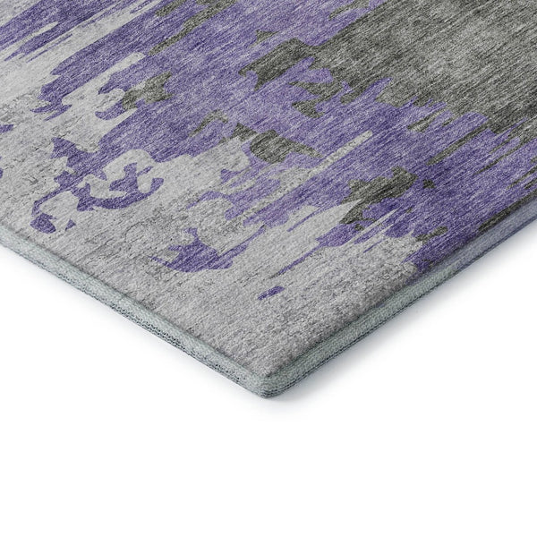HomeRoots 8' X 10' Washable Purple Gray Ivory Abstract Area Rug with UV Protection for High-Traffic Spaces 656949