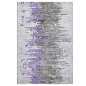 HomeRoots 9' X 12' Washable Abstract Area Rug in Purple, Gray, Ivory - Durable, UV-Resistant, Easy Care Design 656950