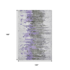 HomeRoots 10' X 14' Stylish Purple, Gray & Ivory Abstract Washable Area Rug with UV Protection & Durability 656951