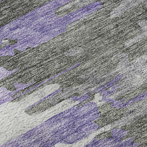 HomeRoots 10' X 14' Stylish Purple, Gray & Ivory Abstract Washable Area Rug with UV Protection & Durability 656951