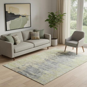 HomeRoots 5' X 8' Abstract Pewter Silver and Gold Area Rug - Washable, UV Protected, Durable for High-Traffic Areas 656953