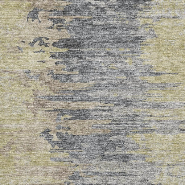 HomeRoots 5' X 8' Abstract Pewter Silver and Gold Area Rug - Washable, UV Protected, Durable for High-Traffic Areas 656953