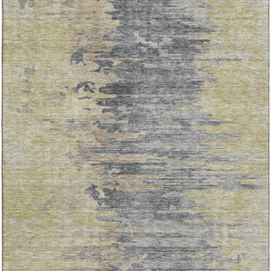 HomeRoots 5' X 8' Abstract Pewter Silver and Gold Area Rug - Washable, UV Protected, Durable for High-Traffic Areas 656953