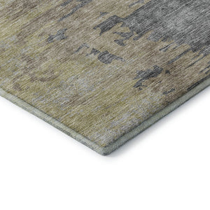 HomeRoots 8' X 10' Stylish Pewter Silver and Gold Abstract Washable Area Rug with Stain Resistance & UV Shield 656955