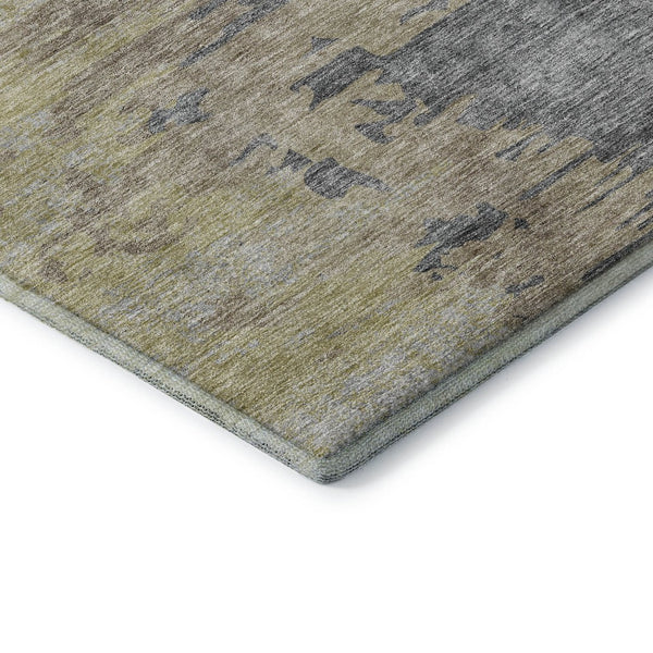 HomeRoots 8' X 10' Stylish Pewter Silver and Gold Abstract Washable Area Rug with Stain Resistance & UV Shield 656955