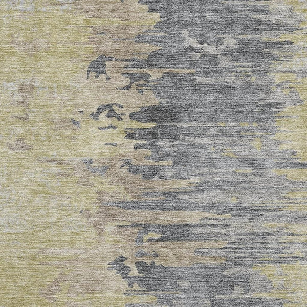 HomeRoots 8' X 10' Stylish Pewter Silver and Gold Abstract Washable Area Rug with Stain Resistance & UV Shield 656955