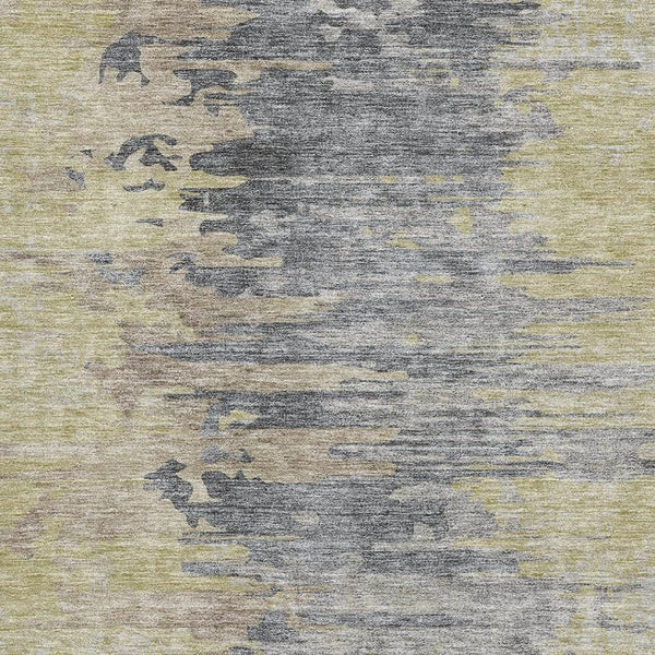 HomeRoots 9' X 12' Elegant Pewter Silver and Gold Abstract Area Rug with Stain Resistance and UV Protection 656956