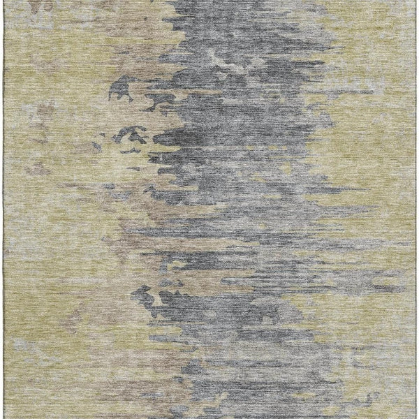 HomeRoots 9' X 12' Elegant Pewter Silver and Gold Abstract Area Rug with Stain Resistance and UV Protection 656956